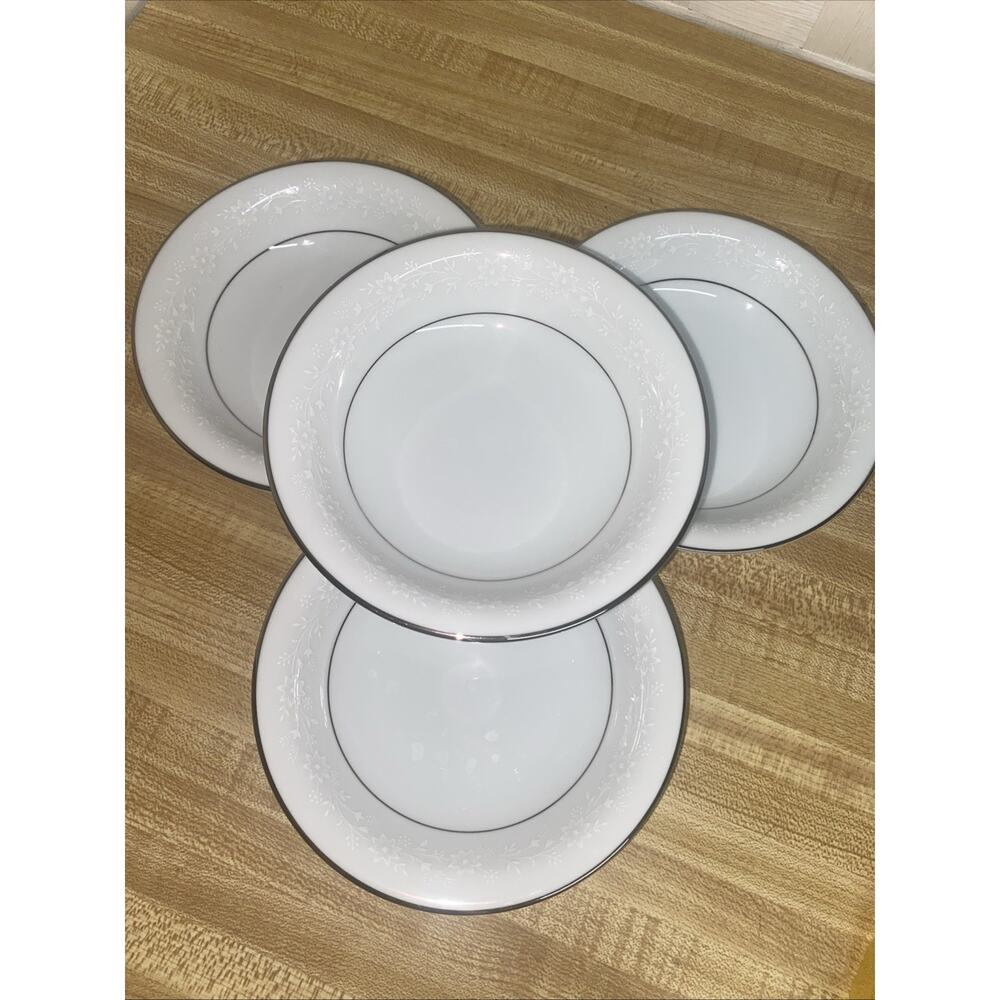 Set Of 4 Noritake #6438 Buckingham 5.5” Berry-Dessert Bowls White Elegance Japan